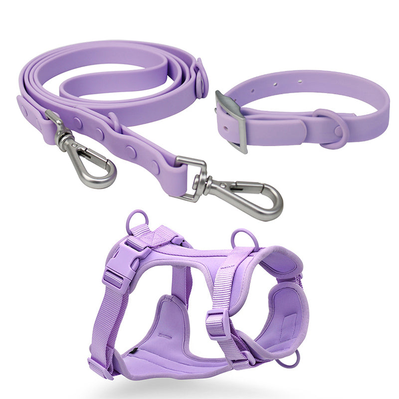 Custom PVC Dog Harness Set – Durable Waterproof Adjustable Leash & Collar for Dogs